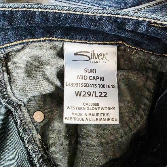 Silver Jeans Co. Suki Mid Capri W29/L22 Blue Denim - Picture 7 of 10